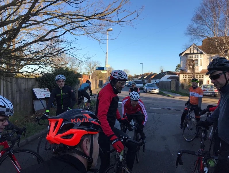 NMV cyclists prepping to depart on their Four bumps route.