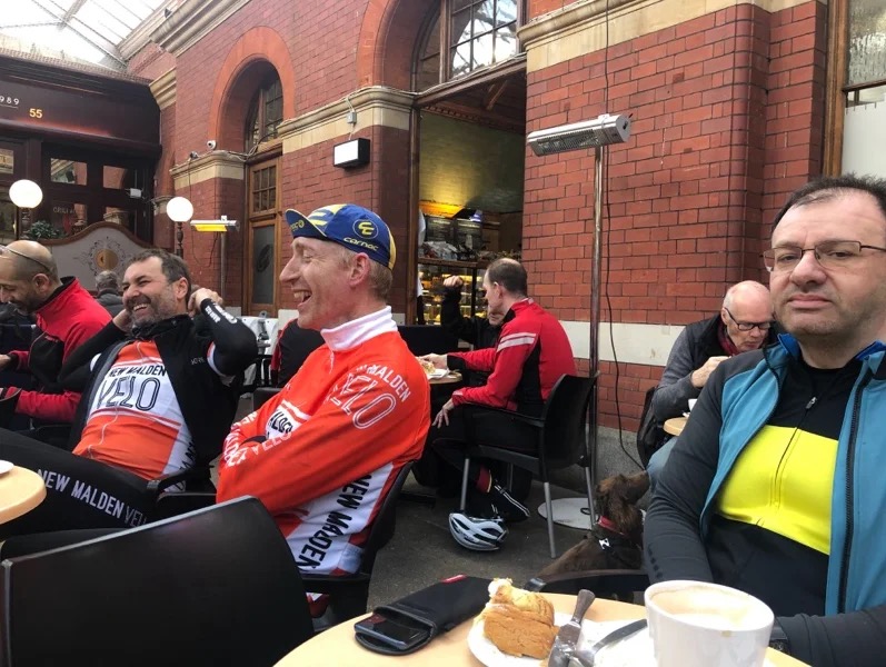 NMV cyclists at the cinnamon cafe in Windsor.