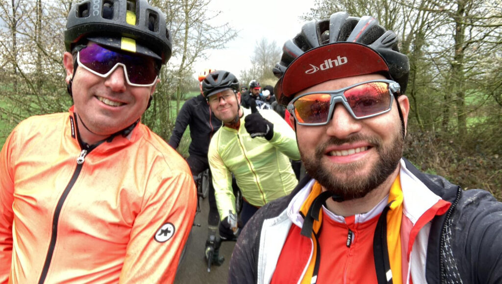 Happy cyclists despite the conditions.